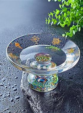 佛用品八吉祥供佛水果盘佛堂供品摆件佛前水晶镀金雕花供盘供果盘