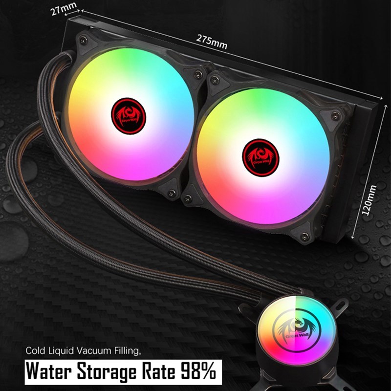 RGB Water Cooler CP Cooling 2011 2066 AM4 Dual Fans 120mm Ra - 图1