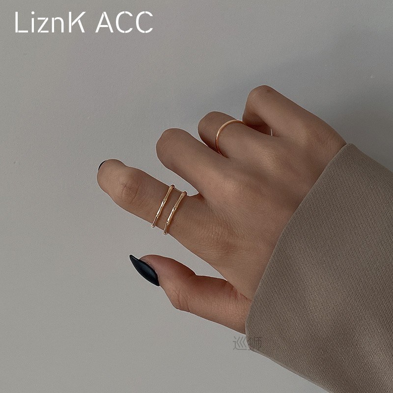 Metal two-piece set ring female Ins cool breeze light luxury - 图2