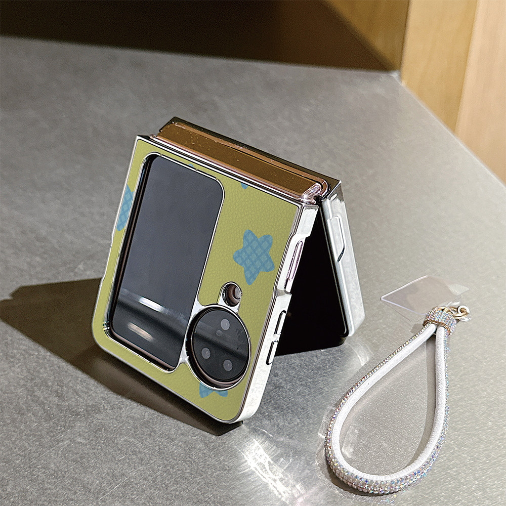 韩风格纹星星适用oppofindN3flip手机壳N2折叠屏华为pocket2女vivoxflip皮纹三星zflip荣耀vflip小米mixflip2 - 图1