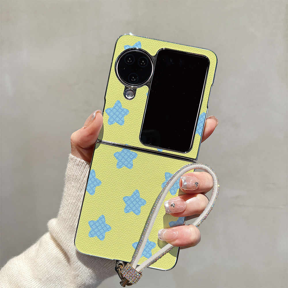 韩风格纹星星适用oppofindN3flip手机壳N2折叠屏华为pocket2女vivoxflip皮纹三星zflip荣耀vflip小米mixflip2 - 图2