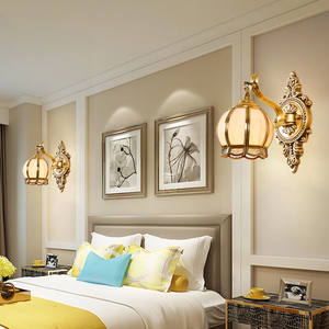 沙尔克欧式全铜壁灯客厅背景墙装饰壁灯美式床头过道灯铜焊锡灯饰