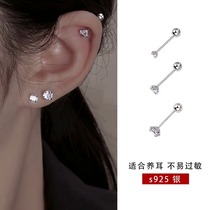 S925 silver needle diamond screw screwbuckle ear bone nail woman super shiny superior ear adorned with ear-hole sleep free of ear nails