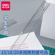 Able office ruler plastic with wave line stainless steel ruler Drawing measurements transparent 18 cm Grazier 15 20 30 50 60cm 60cm-spec elementary school Stationery Thickened Plate Ruler