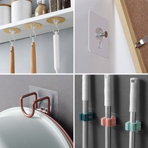 Free Punch Bearing Sticky Hook Free Of Nails Shelve Wall Wall-mounted Glued Bathroom Mop Without Mark Hook Powerful Viscose