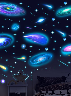 新款蓝色夜光创意自粘贴纸星空黑洞美观墙面天花板发光贴画