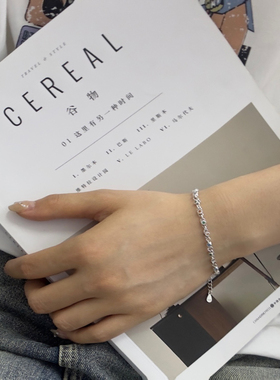 S925银彩虹彩钻笑脸手链 小众设计感复古做旧 百搭叠戴精致手饰女