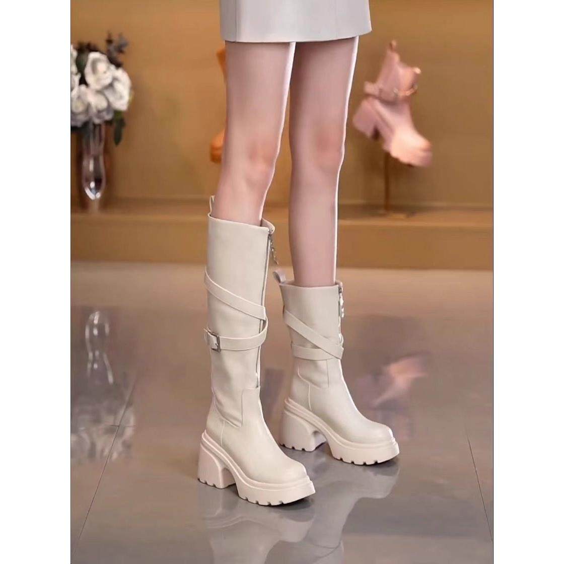 香港真皮马丁靴女款2025春秋季新款皮带扣长筒靴厚底增高雪地单靴,淘宝优惠券,粉丝福利购,淘宝优惠卷