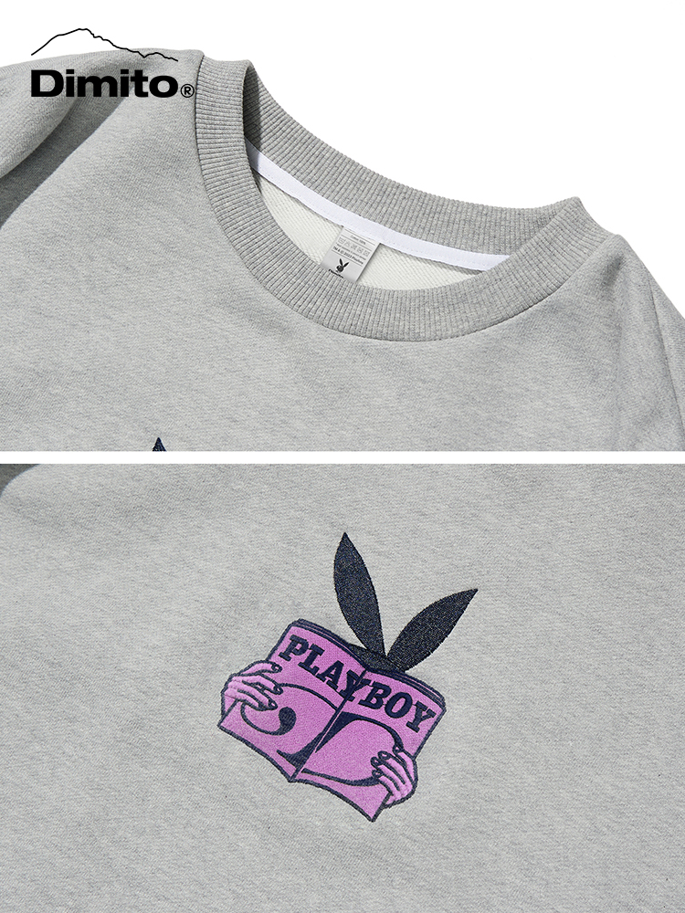 【DIMITO X PLAYBOY】联名款卫衣男女春秋透气休闲帽衫 46CA035 - 图3