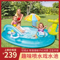 Inflatable Swimming Pool Children Outdoor Play Water Sandpool Matching Toy Family Small Sandpool Slide Slides Water Spray Water Spray