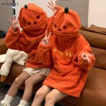 Pumpkin people to blame for cute design Lamb plush blush cardigan jacket with cap cute cartoon autumn and winter necropolis