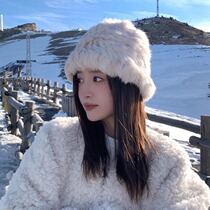 Cap children Winter 2023 new knitted hats big head circumference warm plush fur line hat with small protective ear cold hat