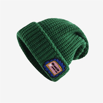 COMPARE KUDOS designer joint section green knit cap female winter warm protective ear cap letter wool cap