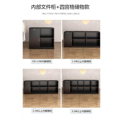 简约现代服装店收银台吧台桌小型中岛柜储物女装店前台黑色接待台 - 图0