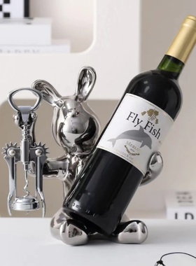 高档兔子红酒架酒柜装饰品摆件轻奢葡萄酒架乔迁新居礼品酒柜套装