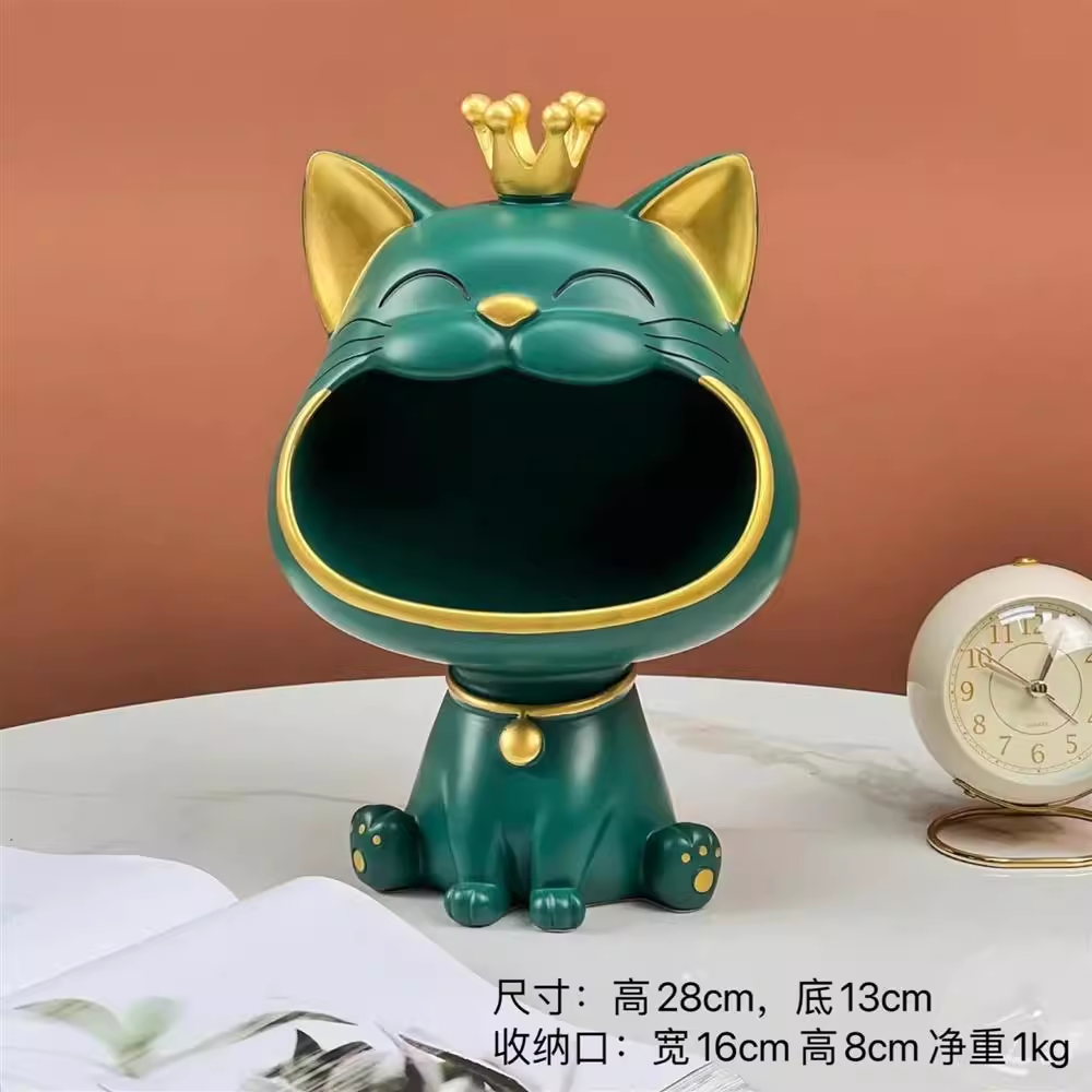 皇冠大嘴猫招财猫家居摆件创意大嘴猫工艺品玄关电视柜收纳,淘宝优惠券,粉丝福利购,淘宝优惠卷