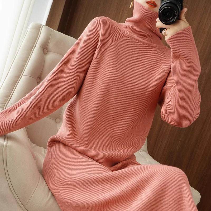 长款毛衣女过膝秋冬新款宽松加厚高领针织连衣裙连体长裙内搭打底,淘宝优惠券,粉丝福利购,淘宝优惠卷