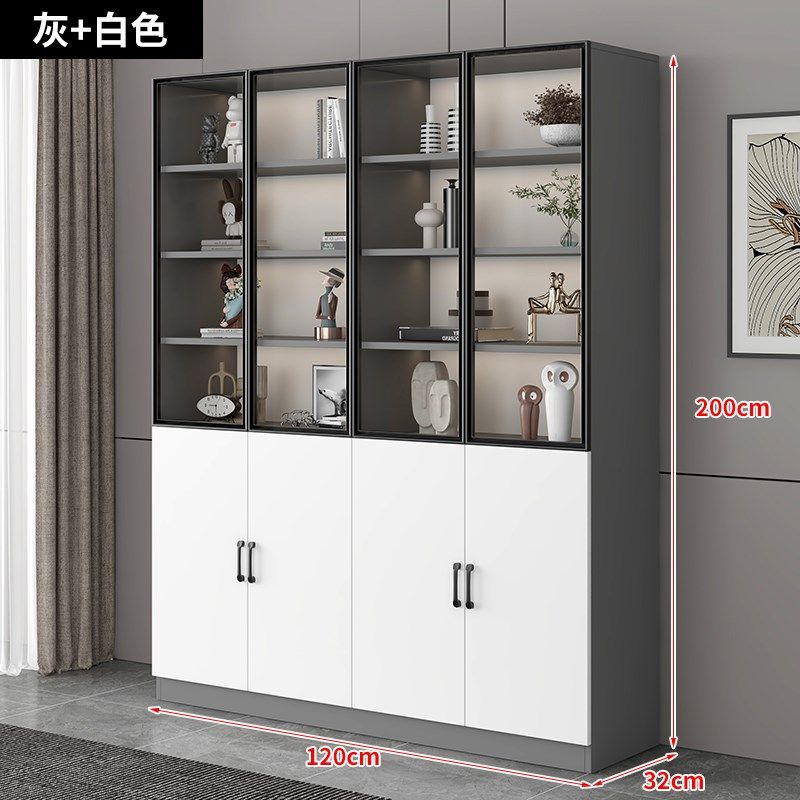 书柜玻璃门家用展示柜一体书房书橱落地式办公文件柜防尘摆件柜子,淘宝优惠券,粉丝福利购,淘宝优惠卷