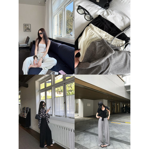 LIL CHER淡人松弛感穿搭垂感软糯又显瘦的懒人遛弯裤休闲裤女春夏 - 图1