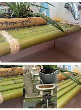 竹排流水摆件古法鱼缸造景底座垫装饰船板小竹排板V养鱼过滤置物