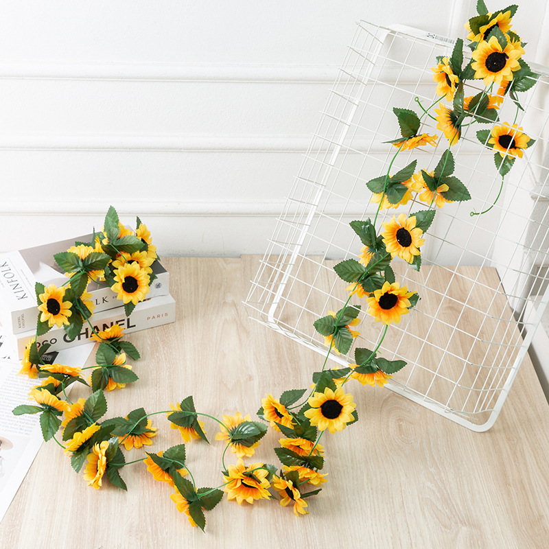 2.5m Sunflower Artificial Flowers Vine Fake Sunflower Vine F - 图1