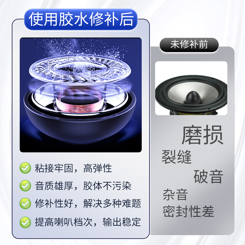 艾力克喇叭修复专用粘胶防尘帽喇叭纸盆泡沫边维修修补胶弹波音箱磁铁扬声器支架组装万能强力胶
