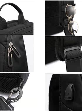 2020 Nylon Men's Waterproof USB Multifunction Crossbody