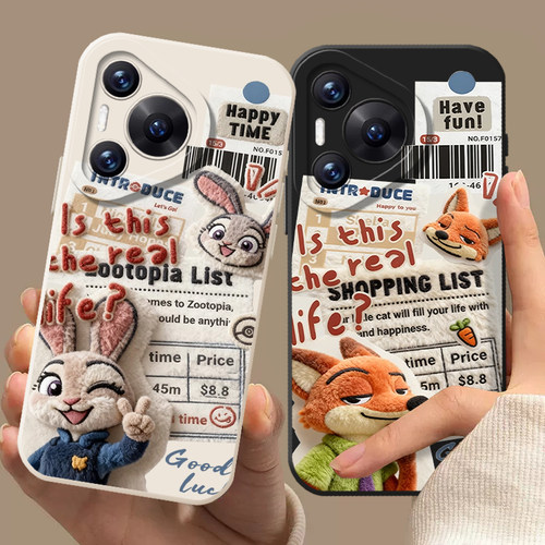 报纸尼克朱迪手机壳适用华为pura80ultra情侣P70proplus卡通nova14周边pura60pro+套50/40/30/13pro/12/11/10 - 图0