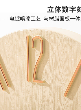 客厅挂钟简约时尚挂钟立体刻度简约大白墙装饰钟表免打孔时钟挂墙