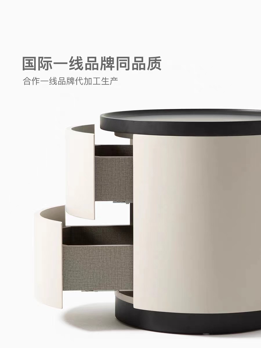意式极简实木圆形床头柜轻奢简约北欧储物收纳主卧室设计师床边柜,淘宝优惠券,粉丝福利购,淘宝优惠卷
