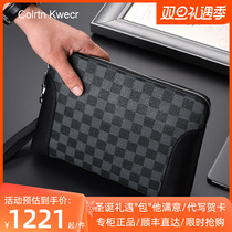 Colrtn Kwecr mens hand held bag genuine leather password lock large capacity business casual hand grab bag fashion mens bag