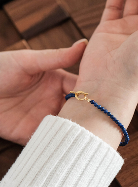 帝释青高定汝瓷珠青金石手串