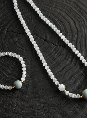 原创知瓷系列汝瓷猫眼石手串