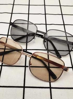 清玻璃镜片变色镜 平光镜变灰变茶墨镜男 日夜两用感光变色眼镜