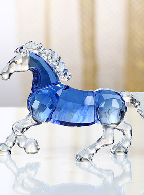 水晶马十二生肖动物摆件桌面工艺品房间装饰品男现代轻奢生日礼物