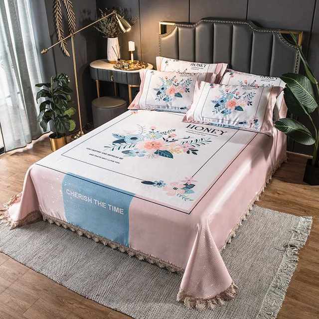 Ice silk mat 1.8m bed three-piece set foldable water C wash summer 1.5m machine-washed bed sheet air conditioning soft mat
