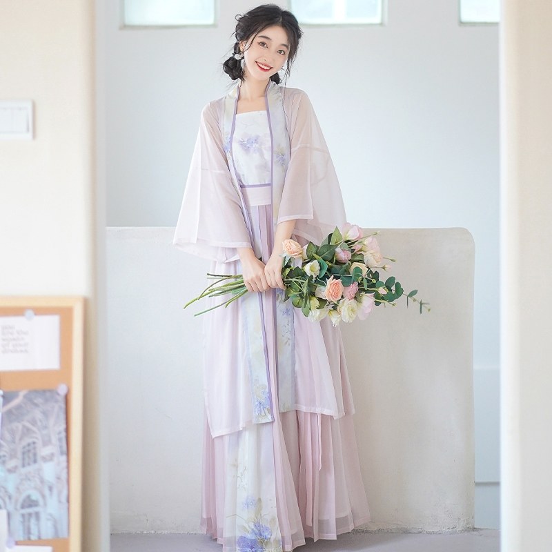 墨子研宋制汉服女长干寺半袖对襟长褙子百褶裙吊带夏季女,淘宝优惠券,粉丝福利购,淘宝优惠卷