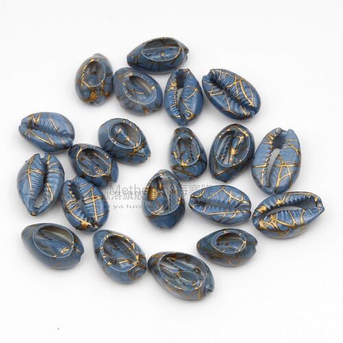 10pcs Gold Veins Cut Natural Sea Shells  Jewelry Making Diy - 图0