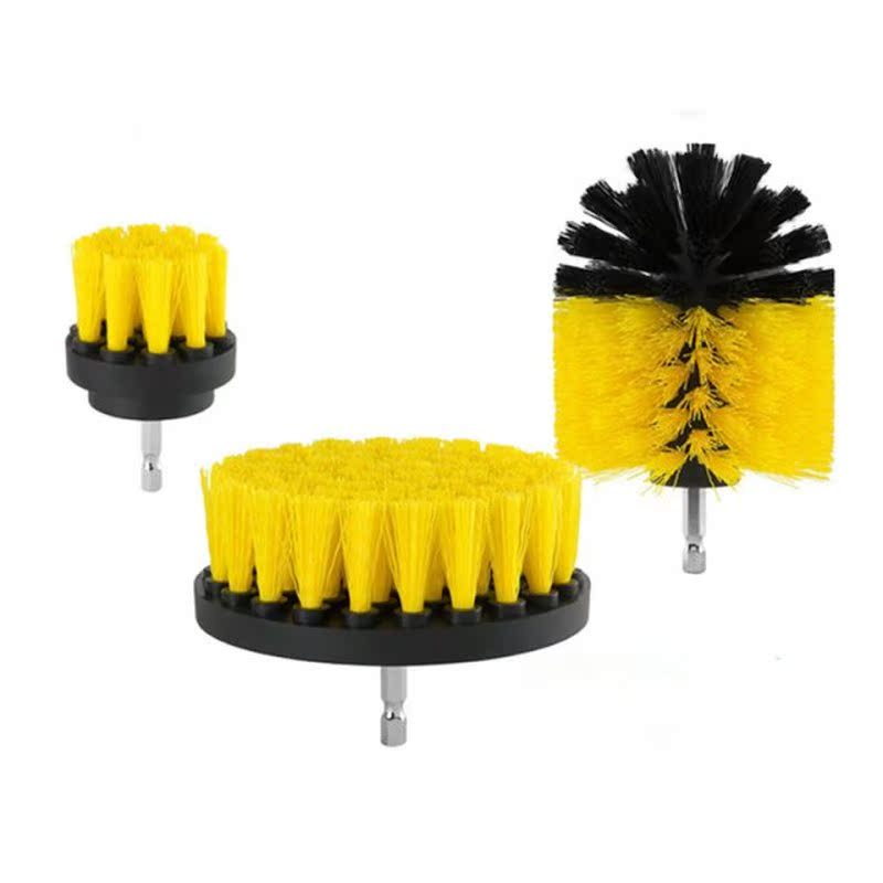 3Pcs/Set Yellow Electric Drill Brush Car Tires Nylon Power S - 图0