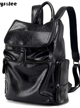 2020 new men's fashion backpack Korean general leather c