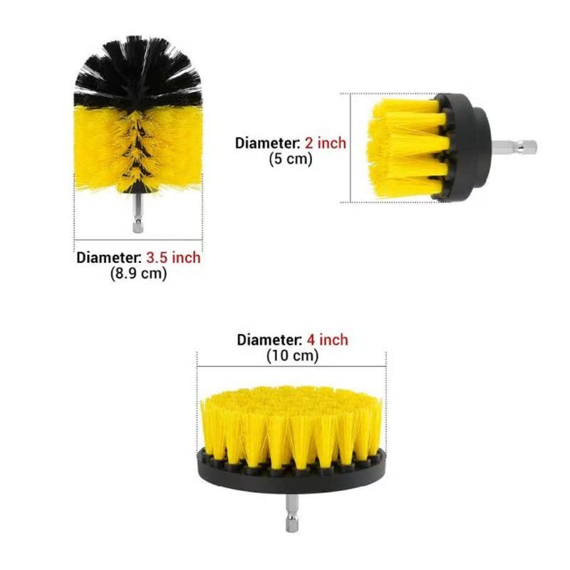 3Pcs/Set Yellow Electric Drill Brush Car Tires Nylon Power S - 图1