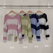 Striped knitted top for women in early spring 2023 new desi