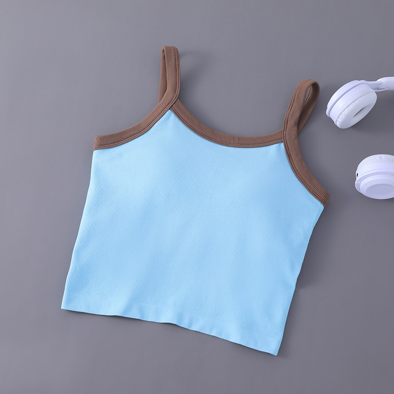 瑜伽上衣辣妹撞色内搭带胸垫美背抹胸内衣打底运动吊带背心女无袖,淘宝优惠券,粉丝福利购,淘宝优惠卷