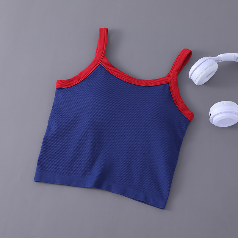 瑜伽上衣辣妹撞色内搭带胸垫美背抹胸内衣打底运动吊带背心女无袖,淘宝优惠券,粉丝福利购,淘宝优惠卷