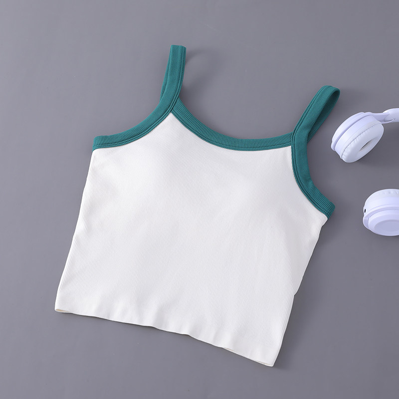 瑜伽上衣辣妹撞色内搭带胸垫美背抹胸内衣打底运动吊带背心女无袖,淘宝优惠券,粉丝福利购,淘宝优惠卷