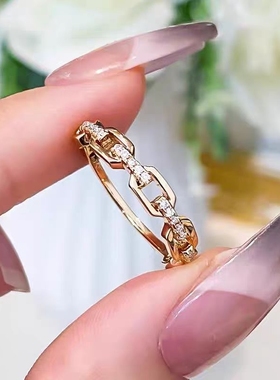 莫桑石镂空锁链戒指女