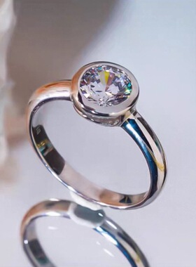 莫桑钻简约大气单钻泡泡戒指