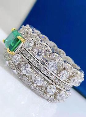 镶嵌D色莫桑石满钻戒指