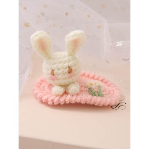 可爱兔子发夹胸针DIY手工编织材料包新手钩织解闷自制礼物牛奶棉 - 图3