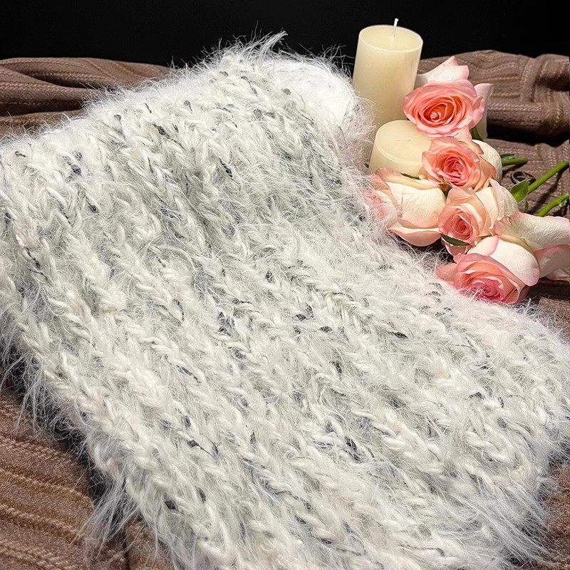 手工diy温暖海烟波蓝手混线围巾编织diy手工棒针双元宝长毛送礼,淘宝优惠券,粉丝福利购,淘宝优惠卷